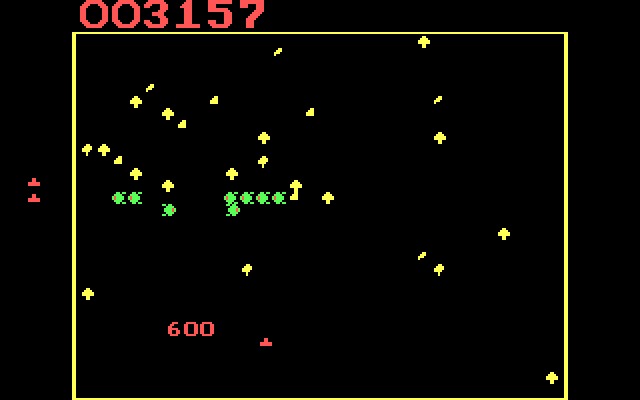Centipede IBM PC/Compatibles Screenshot: 600 points for destroying the spider!