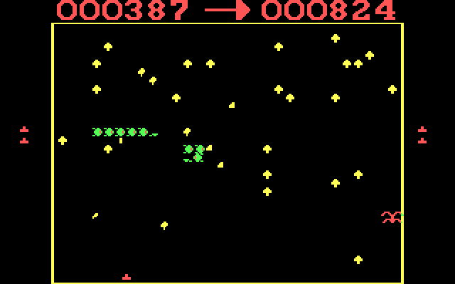 Centipede IBM PC/Compatibles Screenshot: Start of a two player game.