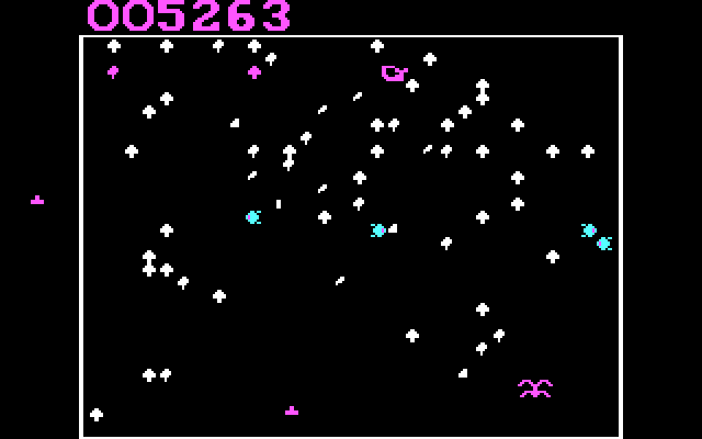 Centipede IBM PC/Compatibles Screenshot: The scorpion poisons some mushrooms...