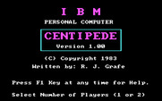 Centipede for IBM PC/Compatibles - Title screen.