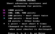 Centipede for IBM PC/Compatibles - Instructions (Scoring points).