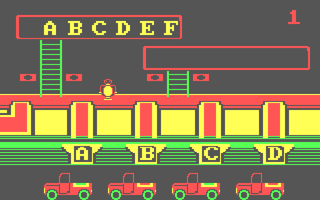 Alpha Build IBM PC/Compatibles Screenshot: Game start; Move letters to the trucks...