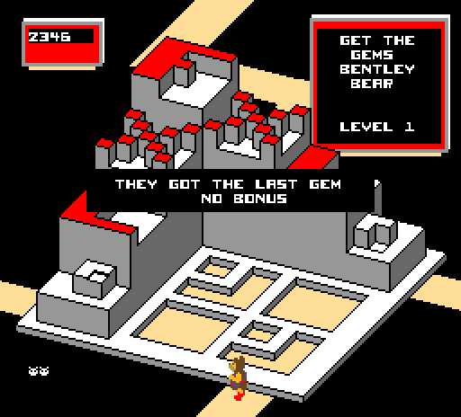 Crystal Castles Arcade Screenshot: No bonus this time.