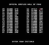 Crystal Castles for Arcade - Enter your initials in the hall of fame.