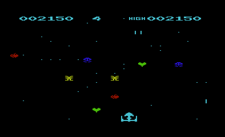 Space Phreeks Commodore VIC-20 Screenshot: Don't crash into opponents when they fly low.