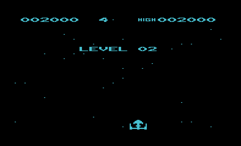 Space Phreeks Commodore VIC-20 Screenshot: Time for level 02.