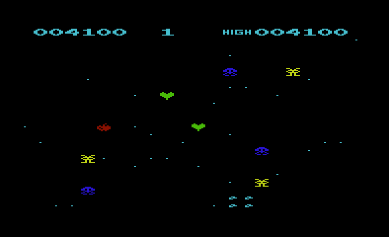 Space Phreeks Commodore VIC-20 Screenshot: Don't crash when opponents fly up from the bottom of the screen.