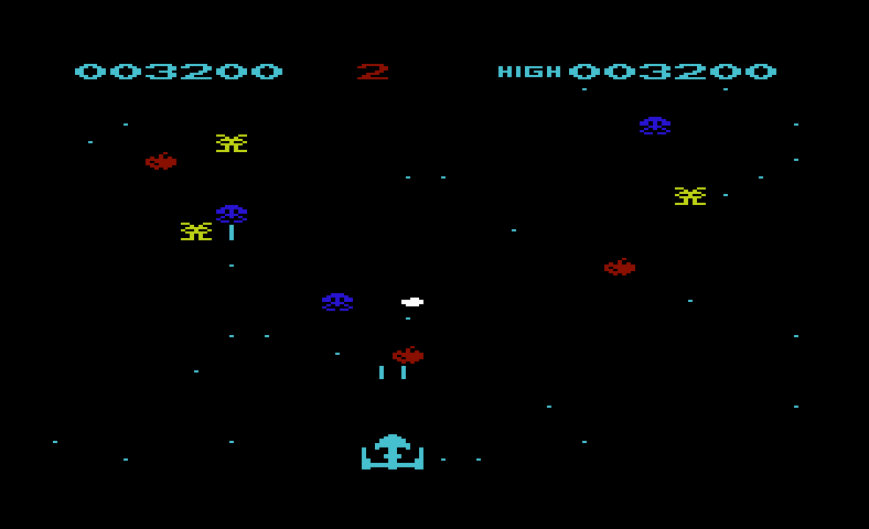 Space Phreeks Commodore VIC-20 Screenshot: Blasting aliens...