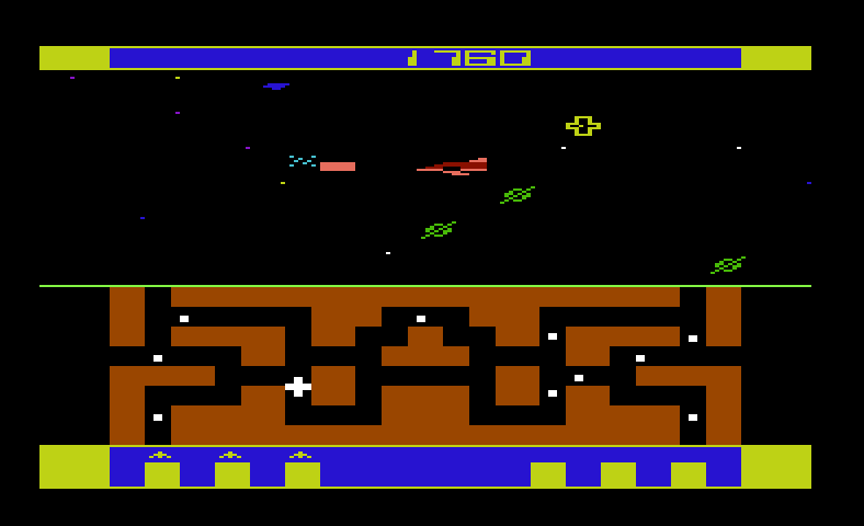 Spider City Commodore VIC-20 Screenshot: One opponent destroyed, more to go...