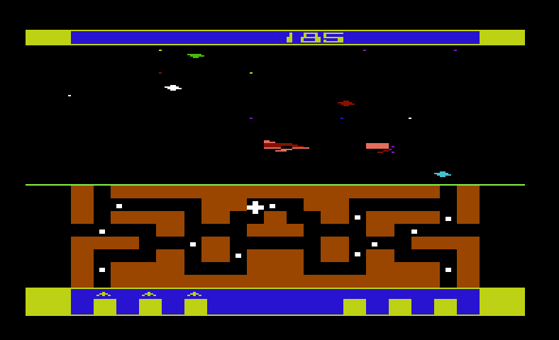 Spider City Commodore VIC-20 Screenshot: Shooting obstacles...