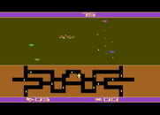 Spider City for Atari 8-bit - Crash! The screen flashes different colors when you're hit.