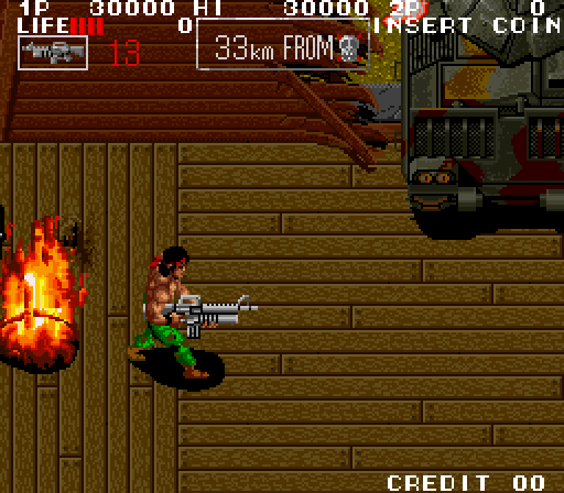 Ikari III: The Rescue Arcade Screenshot: Another large tank approaching!