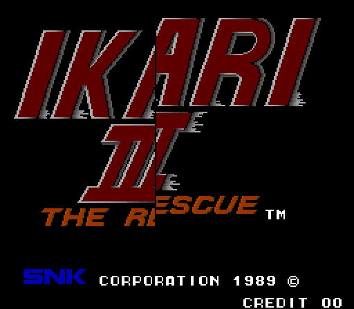 Ikari III: The Rescue Arcade Screenshot: Title screen.