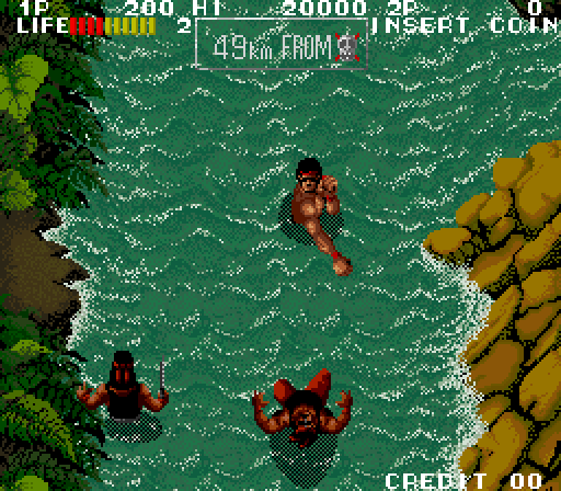 Ikari III: The Rescue Arcade Screenshot: Game start.