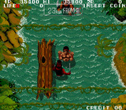 Ikari III: The Rescue for Arcade - The logs cause a lot of damage, avoid them!
