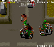 Ikari III: The Rescue for Arcade - Watch out for motorcycles, don't get run over here!