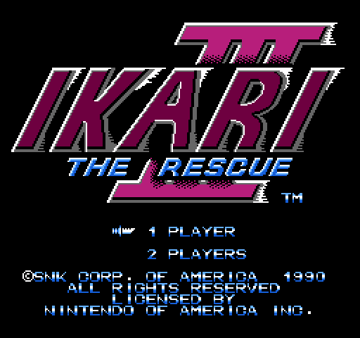 Ikari III: The Rescue NES / Famicom Screenshot: Title screen (U.S. version).
