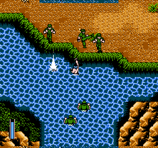 Ikari III: The Rescue NES / Famicom Screenshot: Fighting in water can be tough...