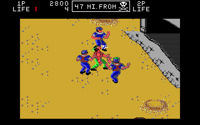 Ikari III: The Rescue IBM PC/Compatibles Screenshot: Ouch, I'm hit!
