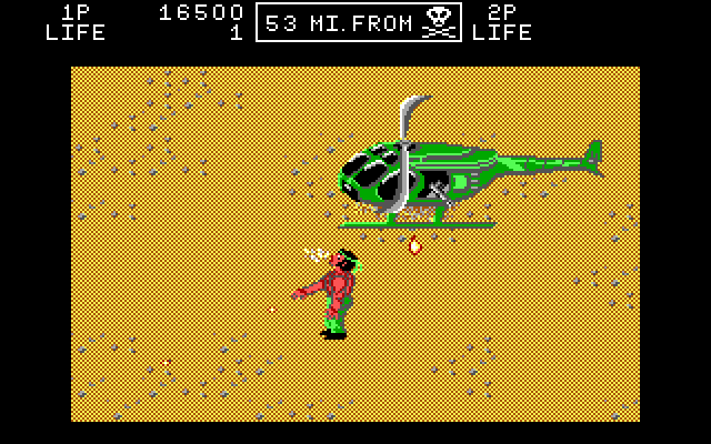 Ikari III: The Rescue IBM PC/Compatibles Screenshot: Helicopter attack!