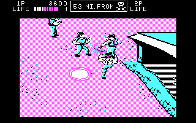 Ikari III: The Rescue IBM PC/Compatibles Screenshot: Watch out for things exploding...