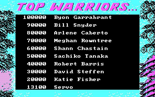 Ikari III: The Rescue IBM PC/Compatibles Screenshot: High scores.