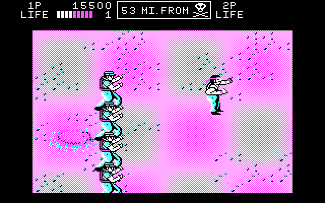 Ikari III: The Rescue IBM PC/Compatibles Screenshot: Watch out, some enemies attack from behind!