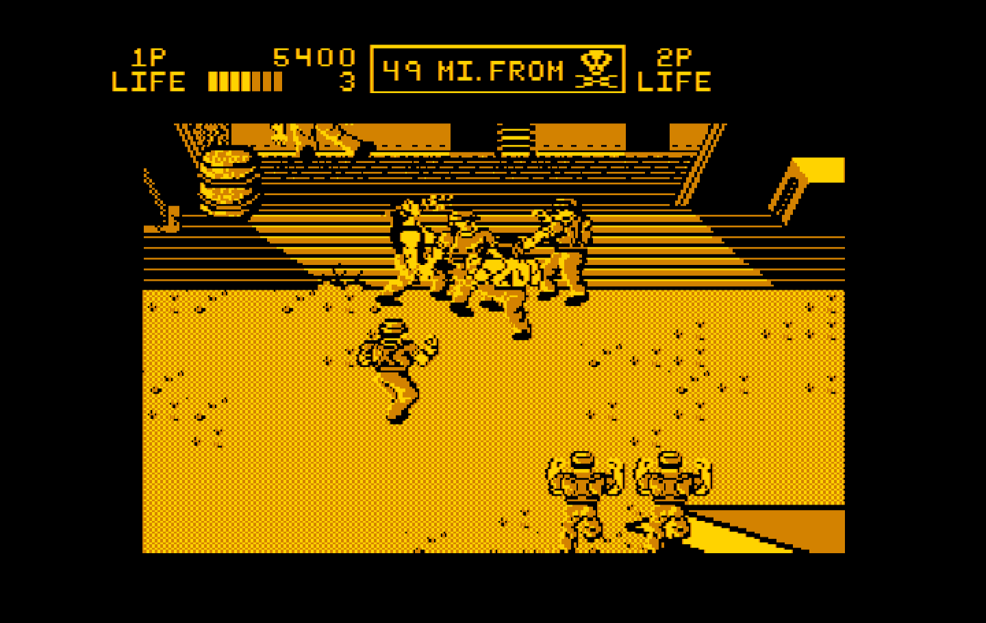 Ikari III: The Rescue IBM PC/Compatibles Screenshot: Fighting to get into the next area...