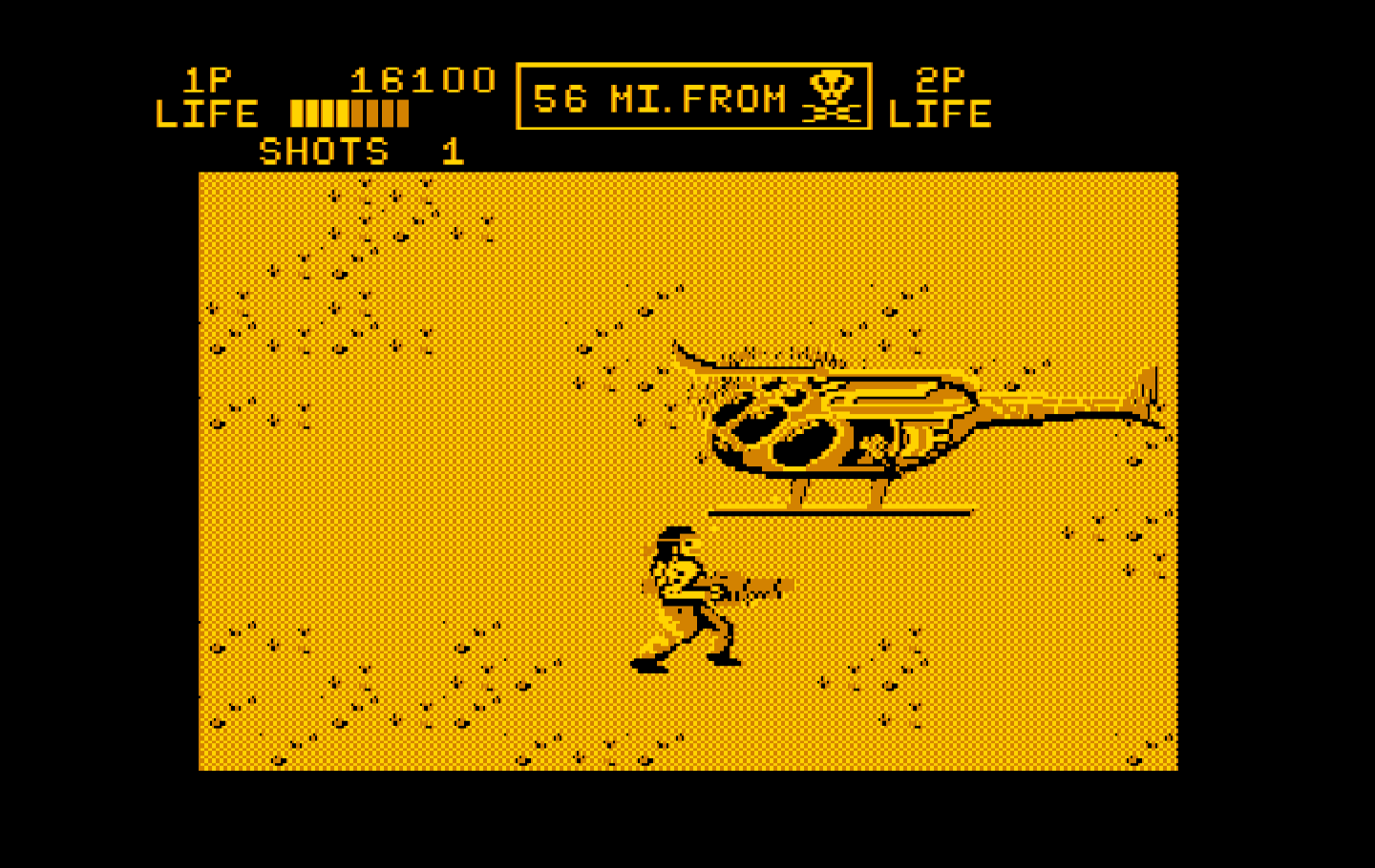 Ikari III: The Rescue IBM PC/Compatibles Screenshot: Helicopter attack!