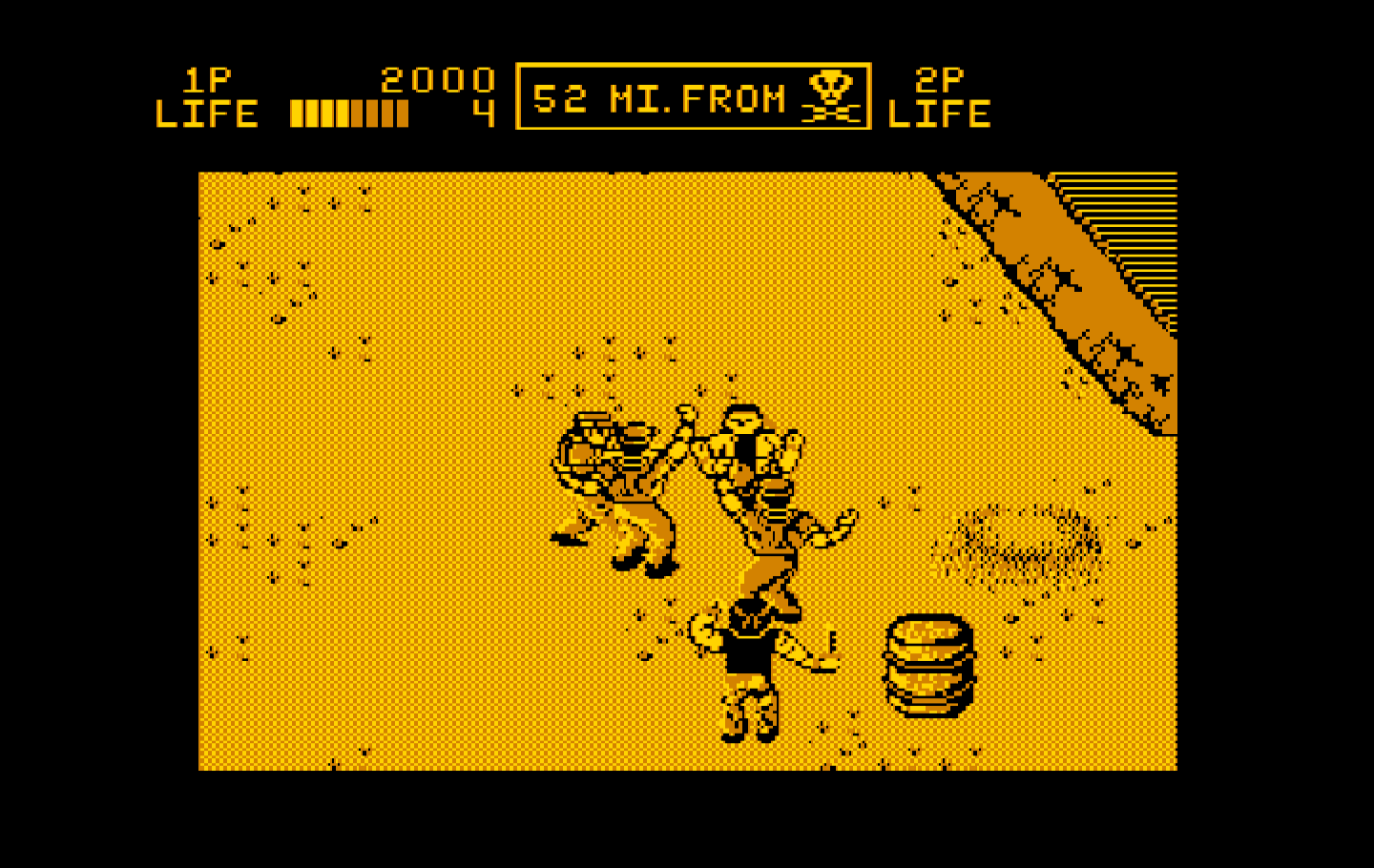 Ikari III: The Rescue IBM PC/Compatibles Screenshot: Fight in progress...