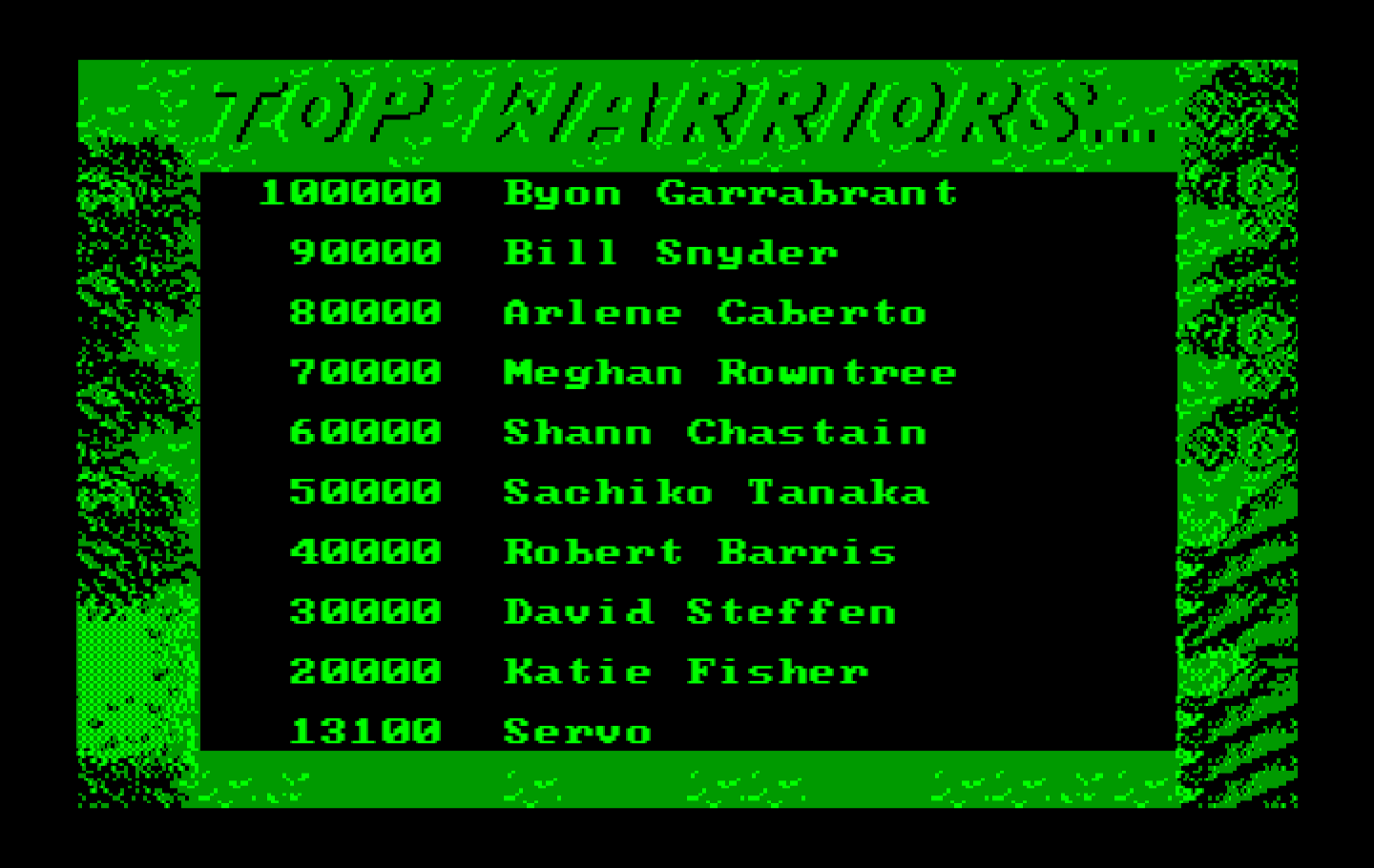 Ikari III: The Rescue IBM PC/Compatibles Screenshot: High scores.