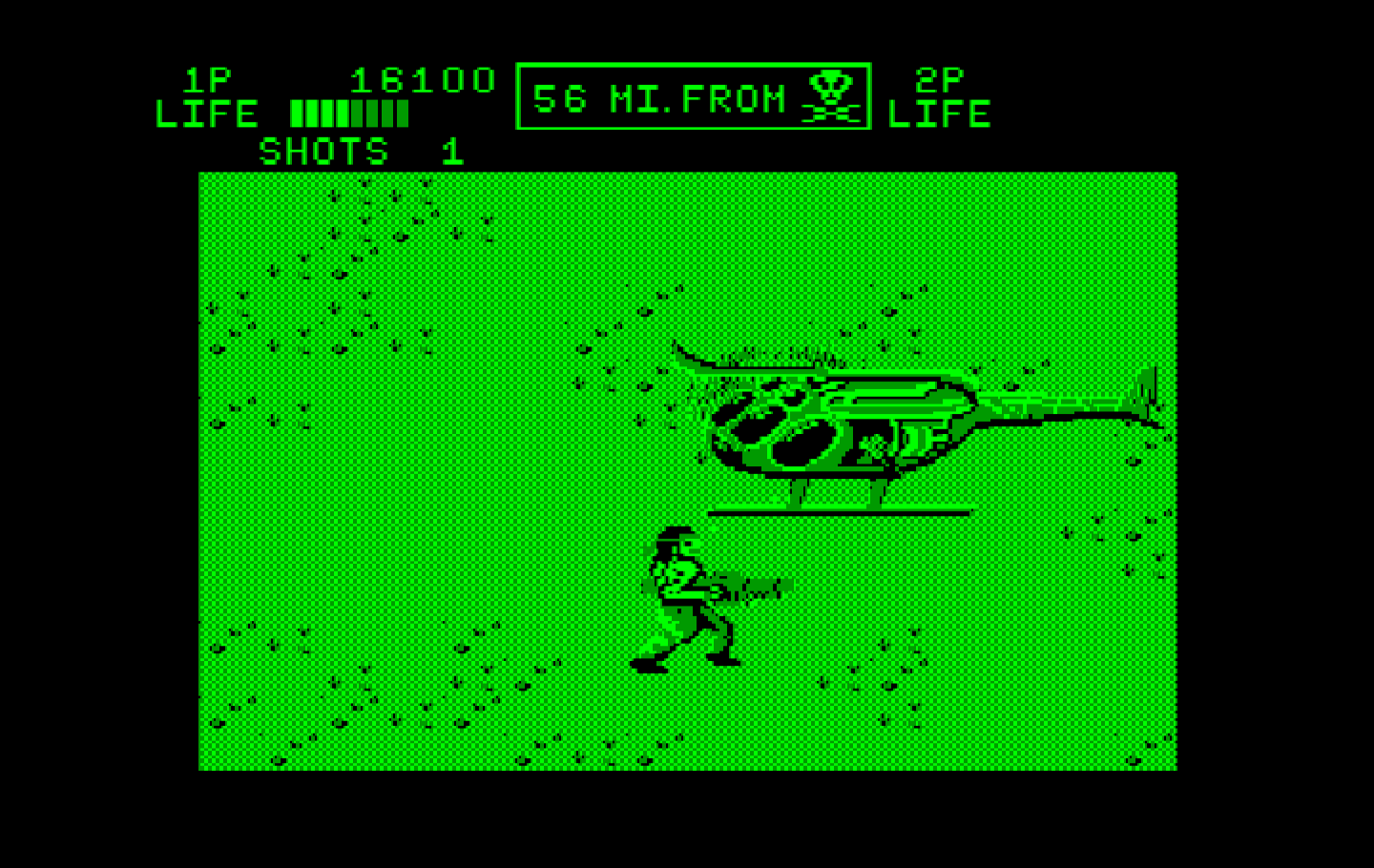 Ikari III: The Rescue IBM PC/Compatibles Screenshot: Helicopter attack!