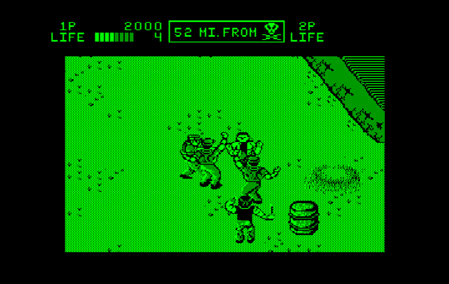 Ikari III: The Rescue IBM PC/Compatibles Screenshot: Fight in progress...