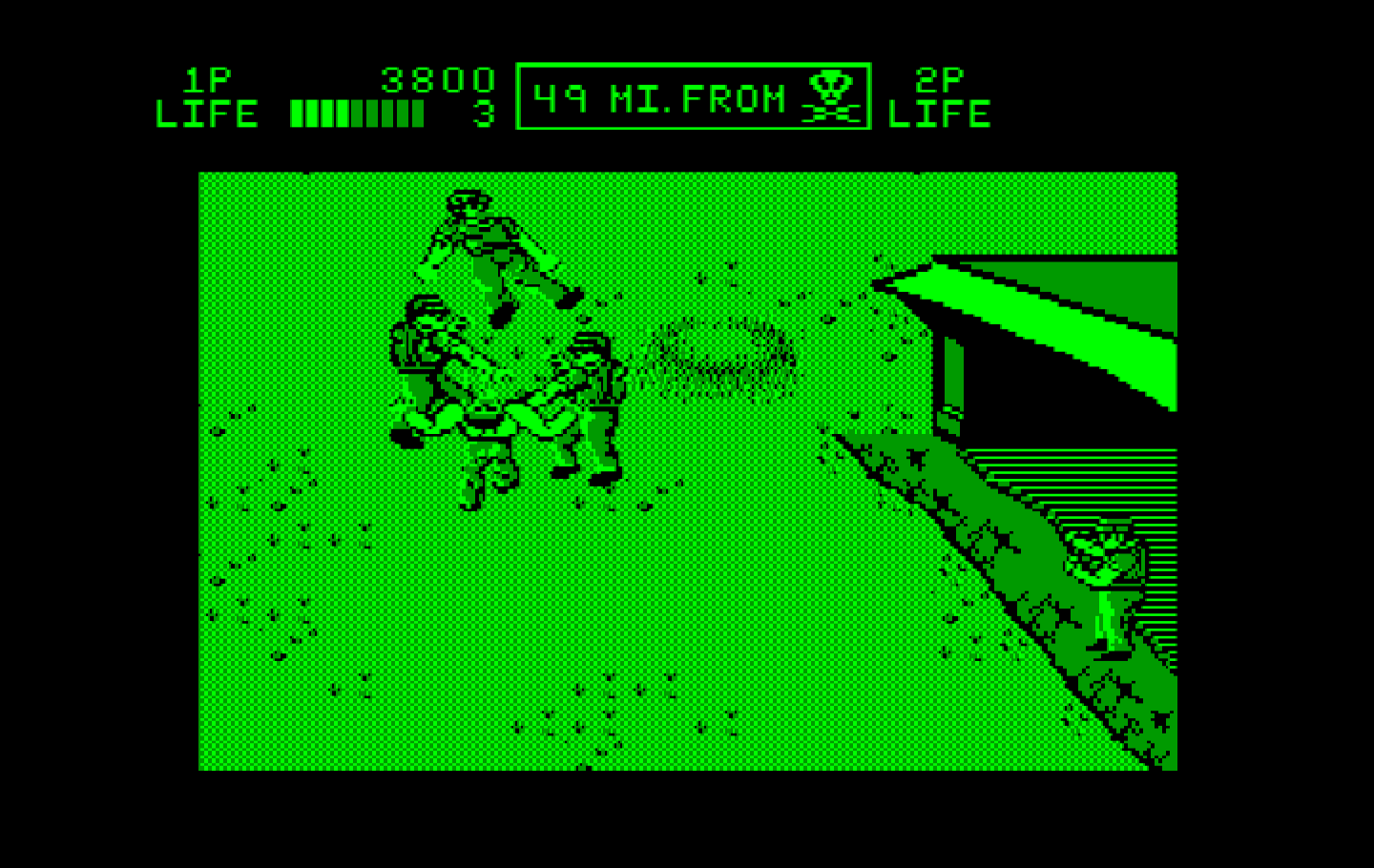 Ikari III: The Rescue IBM PC/Compatibles Screenshot: Enemies appear from all directions...