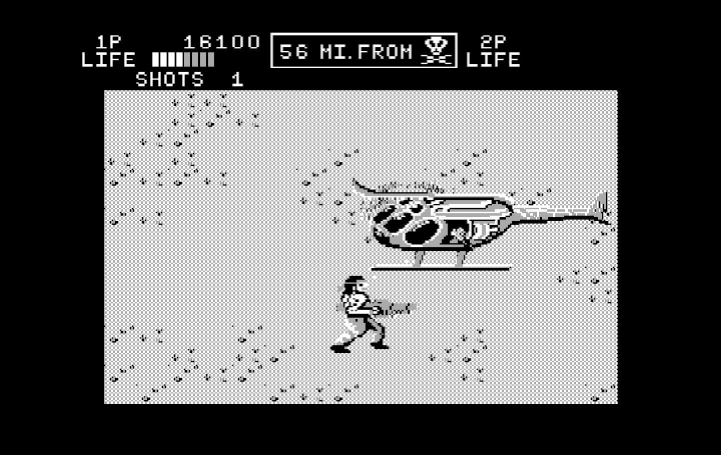 Ikari III: The Rescue IBM PC/Compatibles Screenshot: Helicopter attack!