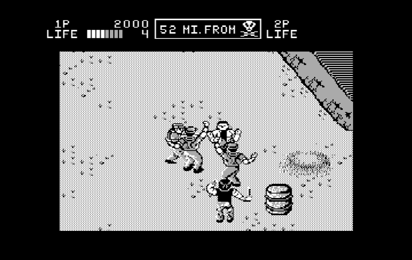 Ikari III: The Rescue IBM PC/Compatibles Screenshot: Fight in progress...