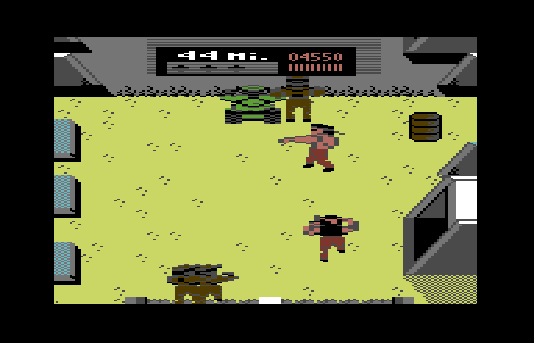 Ikari III: The Rescue Commodore 64 Screenshot: Multiple types of opponents appear at once sometimes.