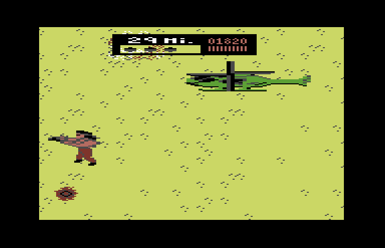 Ikari III: The Rescue Commodore 64 Screenshot: Helicopters attack too...