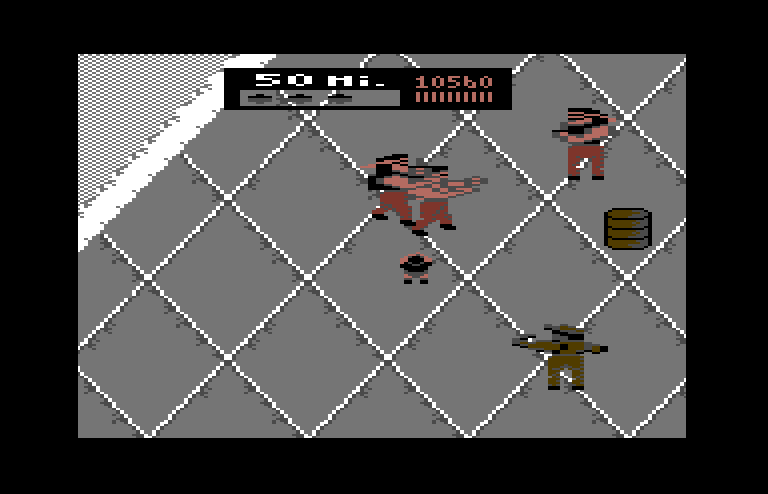 Ikari III: The Rescue Commodore 64 Screenshot: I now need to guide the hostage to a plane to escape...
