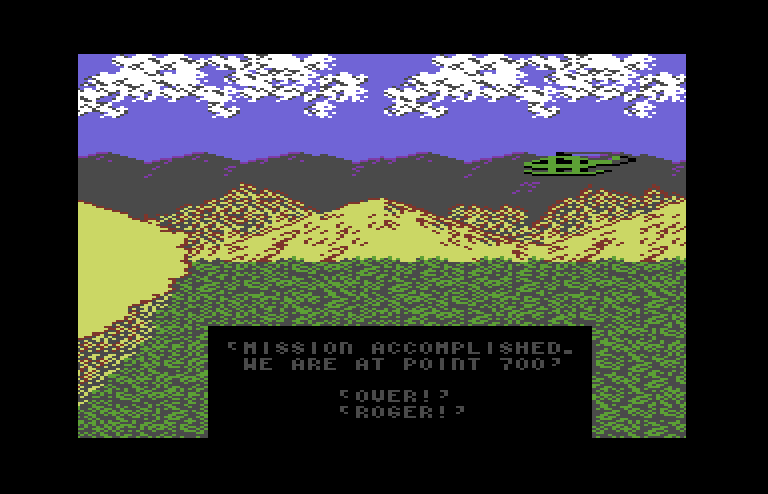 Ikari III: The Rescue Commodore 64 Screenshot: Mission accomplished!