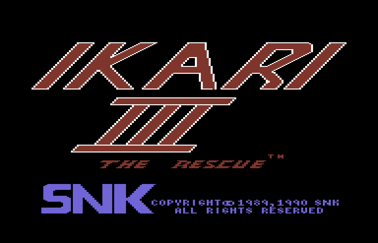 Ikari III: The Rescue Commodore 64 Screenshot: Title screen.