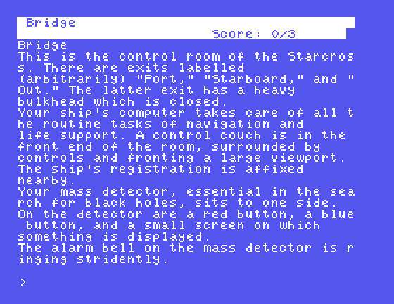 Starcross Tatung Einstein Screenshot: On the bridge...