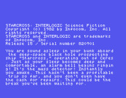 Starcross for Tatung Einstein - Title screen.