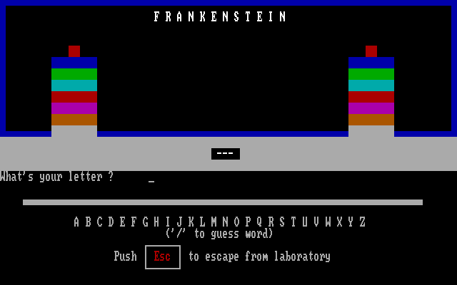 Mind Boggle IBM PC/Compatibles Screenshot: Frankenstein - Title screen.