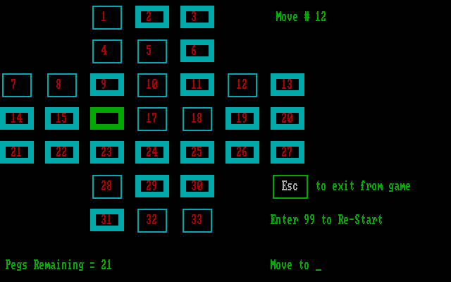 Mind Boggle IBM PC/Compatibles Screenshot: Hique - Game in progress; what's your move to location?