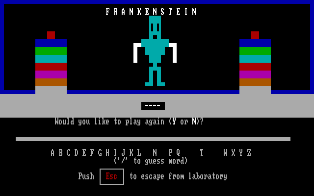 Mind Boggle IBM PC/Compatibles Screenshot: Frankenstein - Game over.