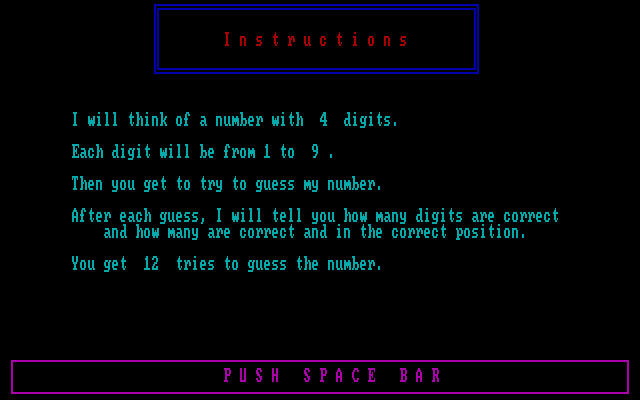 Mind Boggle IBM PC/Compatibles Screenshot: Master Memory - Game instructions.