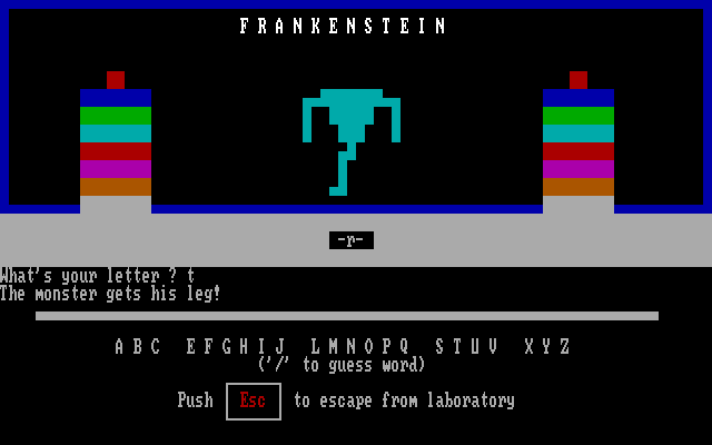 Mind Boggle IBM PC/Compatibles Screenshot: Frankenstein - Game in progress...