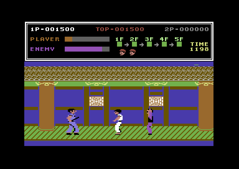 Kung-Fu Master Commodore 64 Screenshot: The first end of level boss...