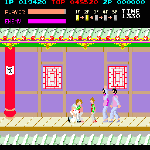 Kung-Fu Master Arcade Screenshot: When caught, you need to escape before your energy runs out...